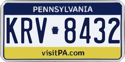 PA license plate KRV8432