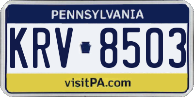 PA license plate KRV8503