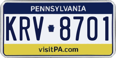 PA license plate KRV8701