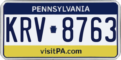 PA license plate KRV8763
