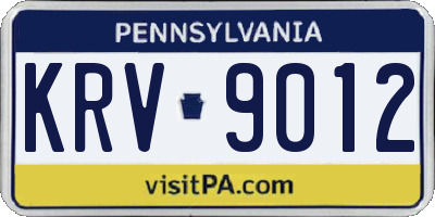 PA license plate KRV9012