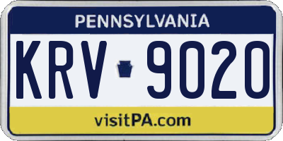 PA license plate KRV9020