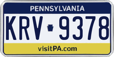 PA license plate KRV9378