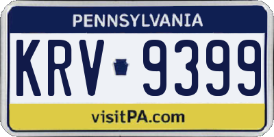 PA license plate KRV9399