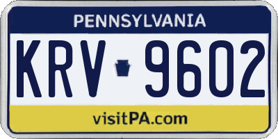 PA license plate KRV9602