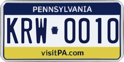 PA license plate KRW0010