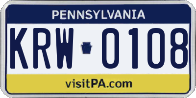 PA license plate KRW0108