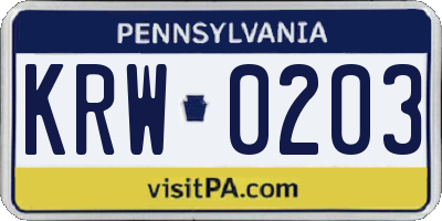 PA license plate KRW0203
