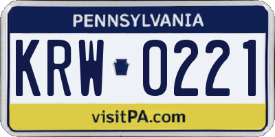 PA license plate KRW0221