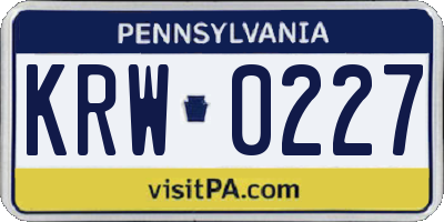 PA license plate KRW0227