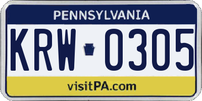 PA license plate KRW0305