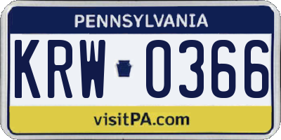 PA license plate KRW0366