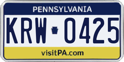 PA license plate KRW0425