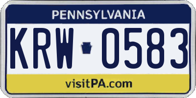 PA license plate KRW0583