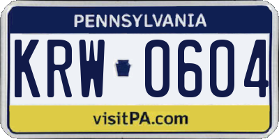 PA license plate KRW0604