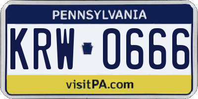 PA license plate KRW0666