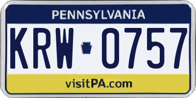 PA license plate KRW0757