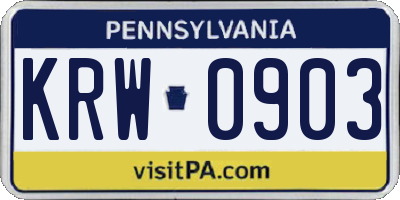 PA license plate KRW0903
