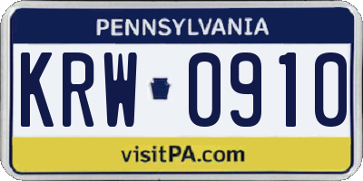 PA license plate KRW0910