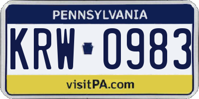 PA license plate KRW0983
