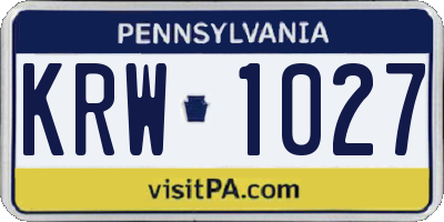 PA license plate KRW1027