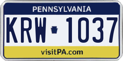 PA license plate KRW1037