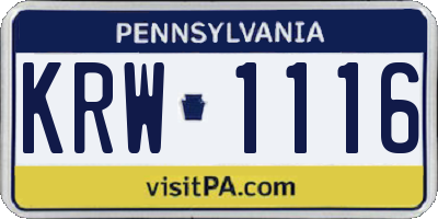 PA license plate KRW1116