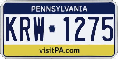 PA license plate KRW1275