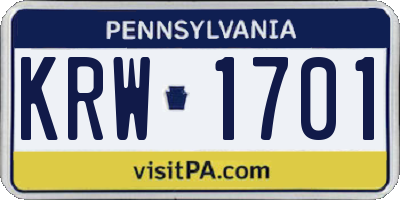 PA license plate KRW1701