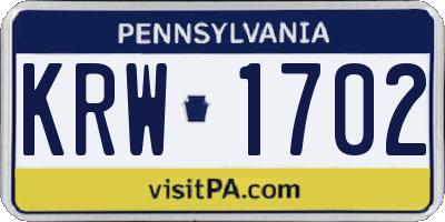 PA license plate KRW1702