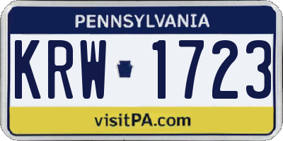 PA license plate KRW1723