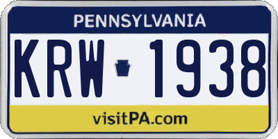 PA license plate KRW1938