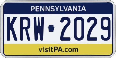 PA license plate KRW2029