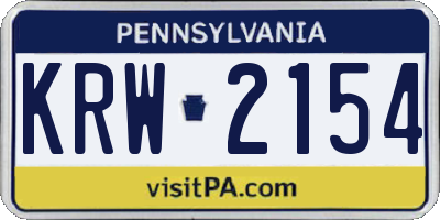 PA license plate KRW2154