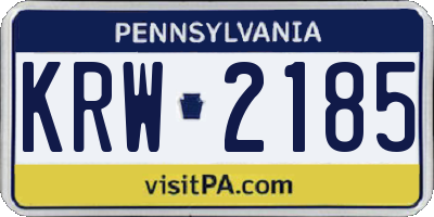 PA license plate KRW2185