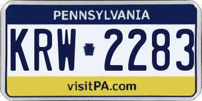 PA license plate KRW2283