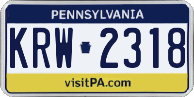 PA license plate KRW2318
