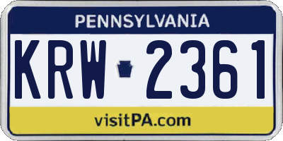 PA license plate KRW2361