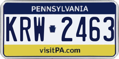 PA license plate KRW2463