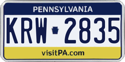 PA license plate KRW2835