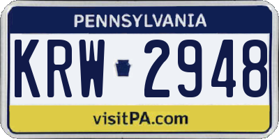 PA license plate KRW2948