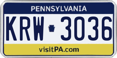 PA license plate KRW3036