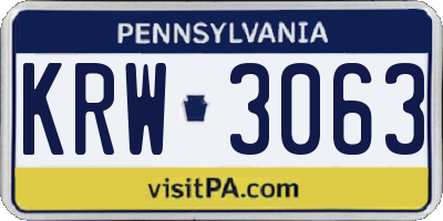 PA license plate KRW3063