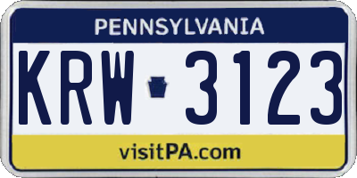 PA license plate KRW3123