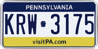 PA license plate KRW3175