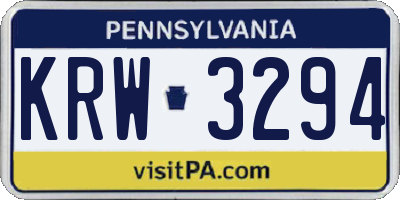 PA license plate KRW3294