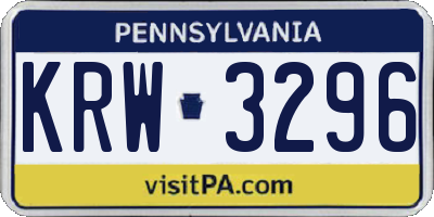 PA license plate KRW3296