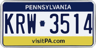 PA license plate KRW3514