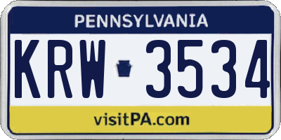 PA license plate KRW3534