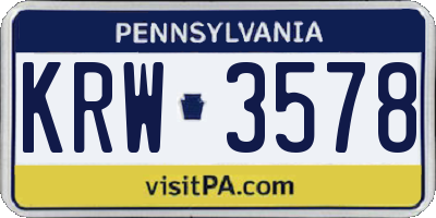 PA license plate KRW3578